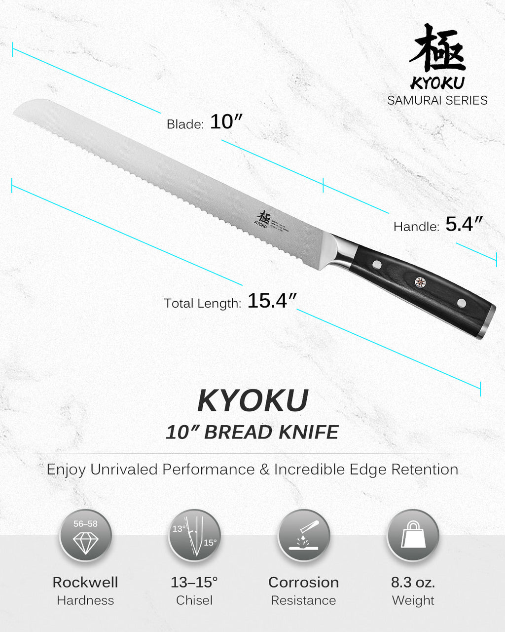 10" Serrated Bread Knife | Samurai Series