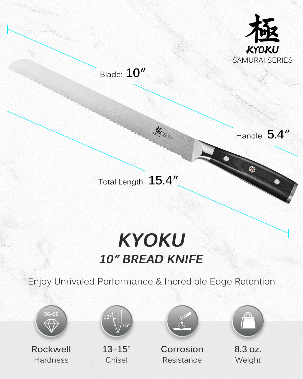 10" Serrated Bread Knife | Samurai Series