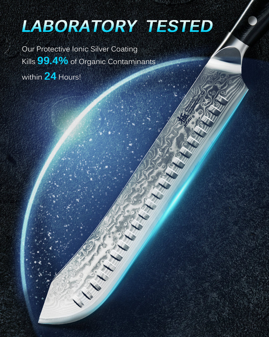 10″ Bullnose Butcher Knife VG10 Steel with Silver-ion Coating  | Gin Series