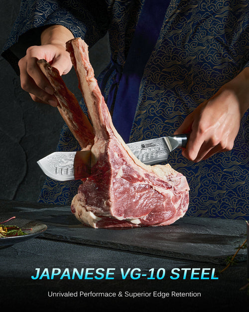10″ Bullnose Butcher Knife VG10 Steel with Silver-ion Coating  | Gin Series