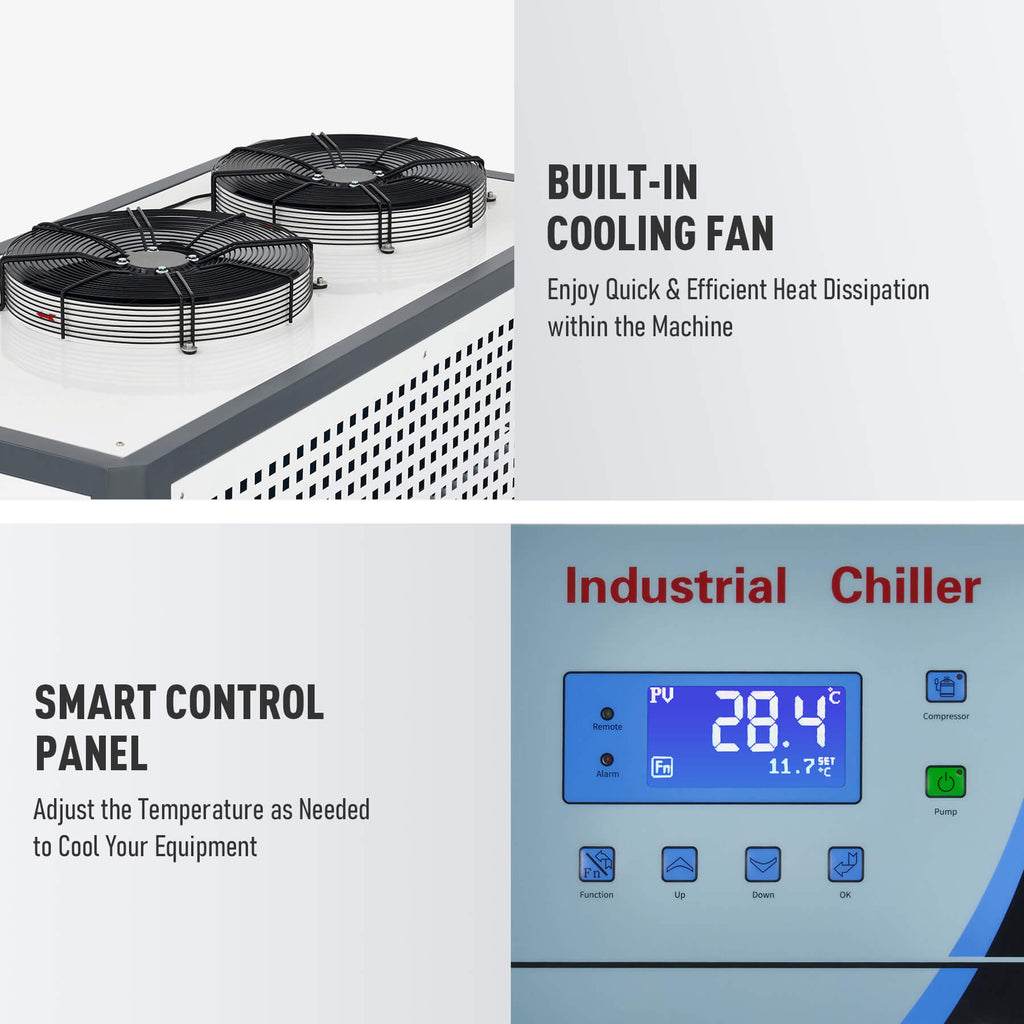 15 Ton Air-cooled Industrial Water Chiller 22.1 HP 53 Gal. for Laser & CNC Cooling Chiller | CWTH-15