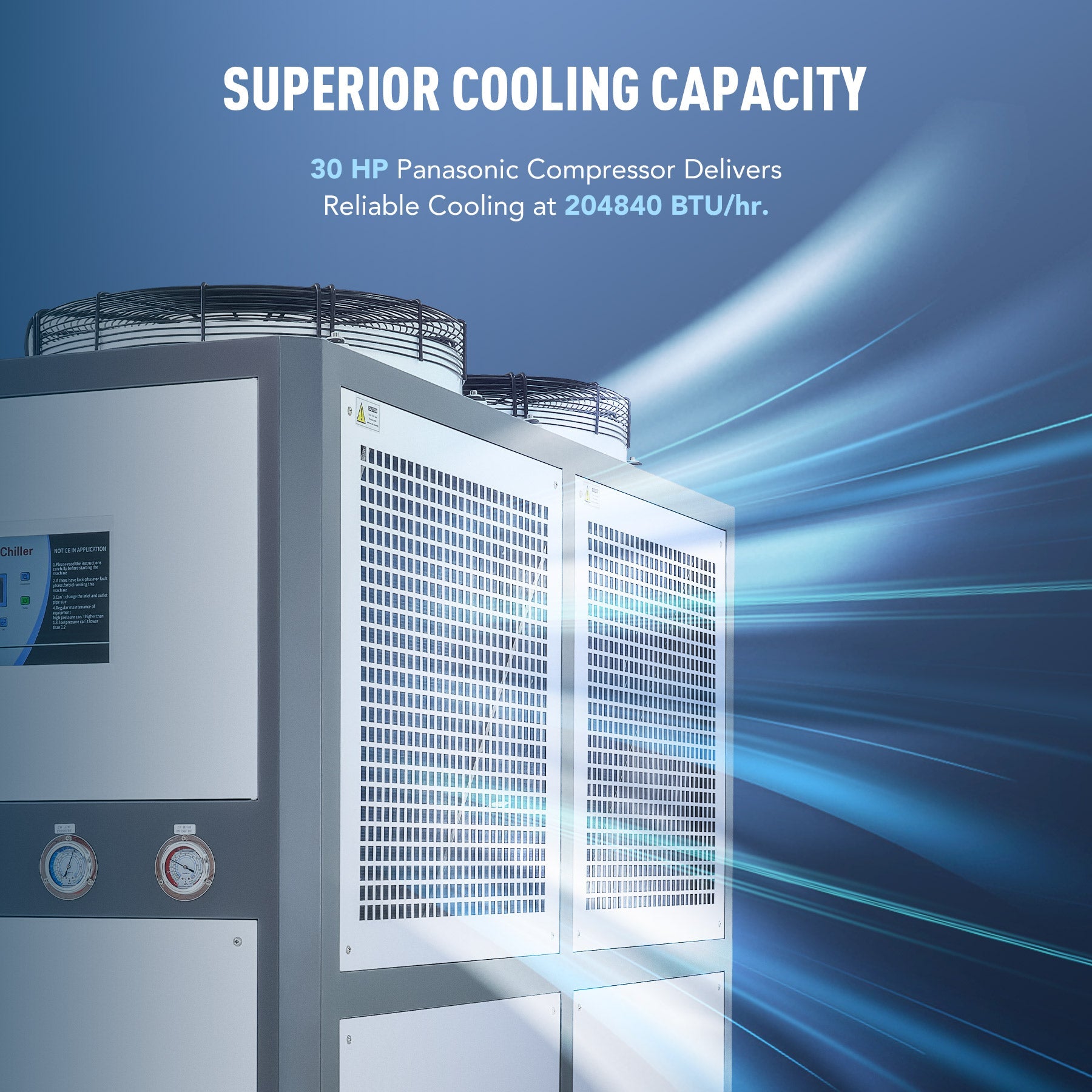 20 Ton Air-cooled Industrial Water Chiller 30HP 66 Gal. for Laser & CNC Cooling Chiller | CWTH-20
