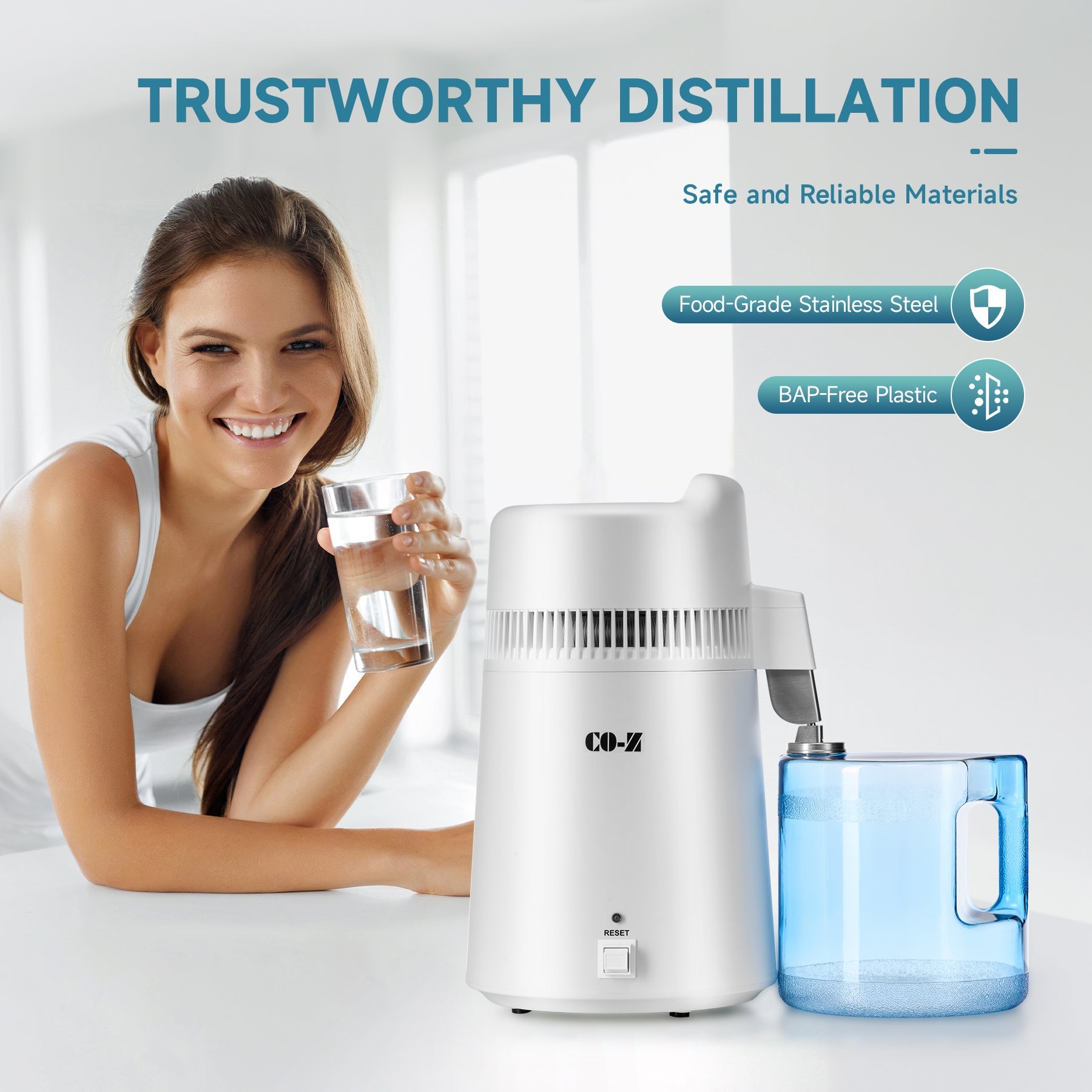 CO-Z 6L Water Distiller, 1.6 Gal Countertop Pure Water Machine