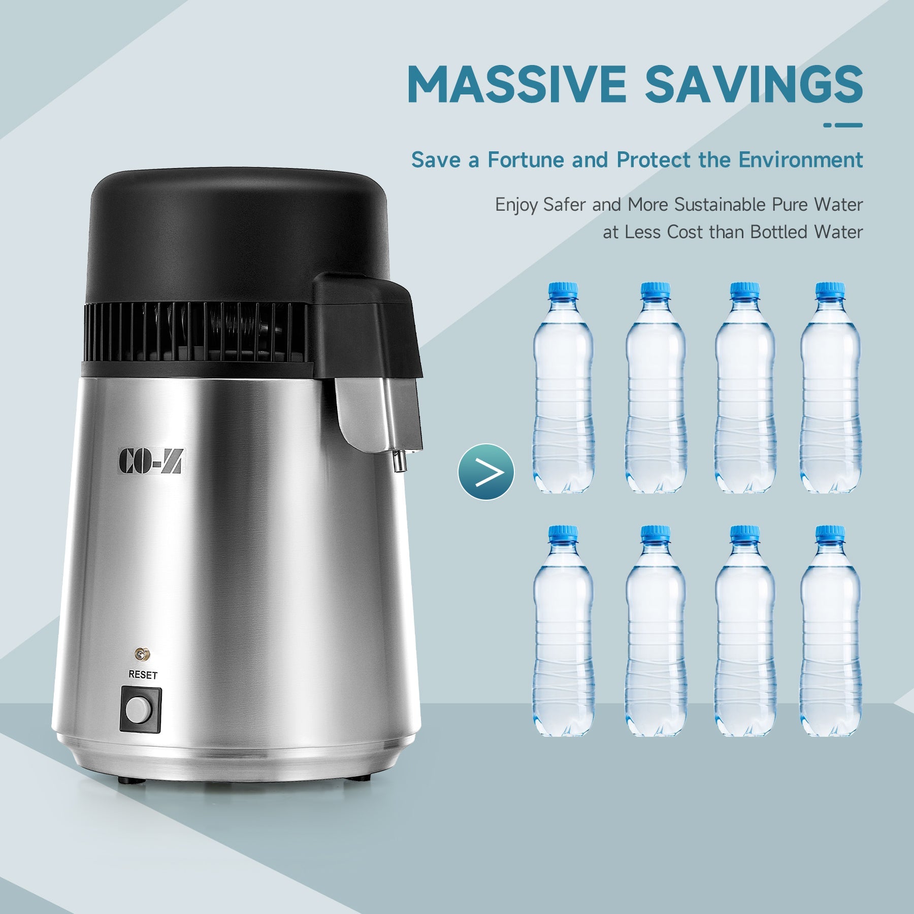 CO-Z Stainless Steel Water Distiller, 4L Home Countertop Purifier
