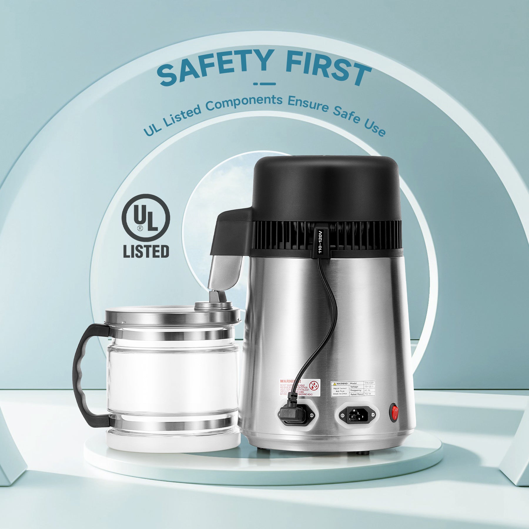CO-Z Stainless Steel Water Distiller, 4L Home Countertop Purifier