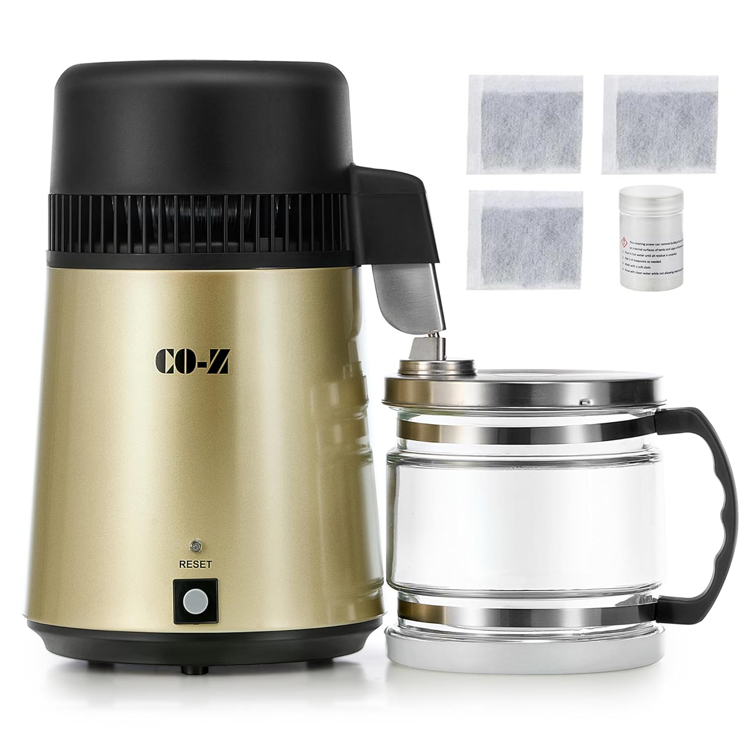 CO-Z Water Distiller, Gold Stainless Steel Countertop Machine