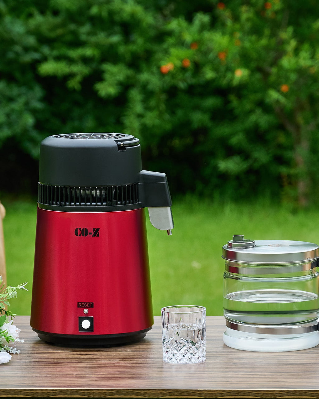 CO-Z 1.1 Gallon Water Distiller – 750W Countertop Machine with BPA-Free Glass & 4L Stainless Steel, Red