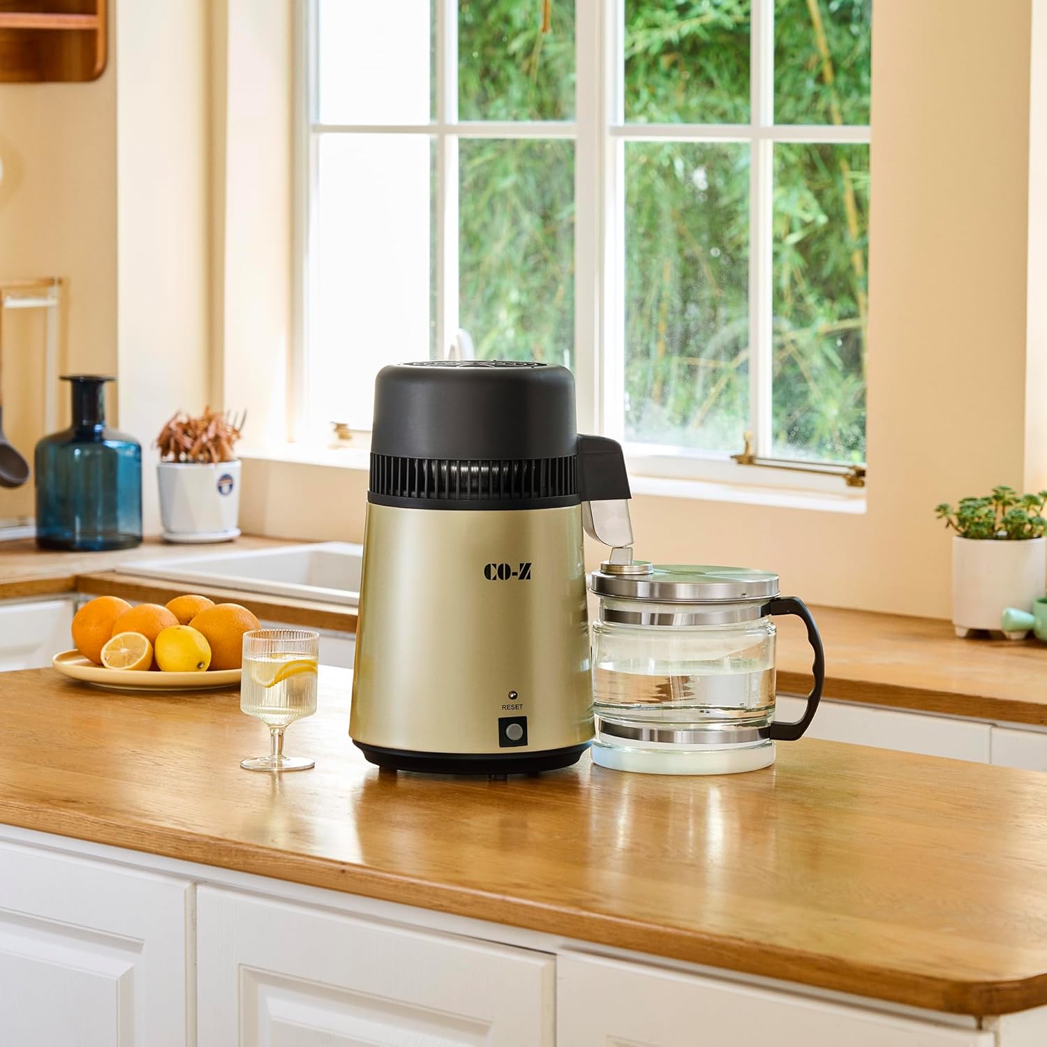 CO-Z Water Distiller, Gold Stainless Steel Countertop Machine
