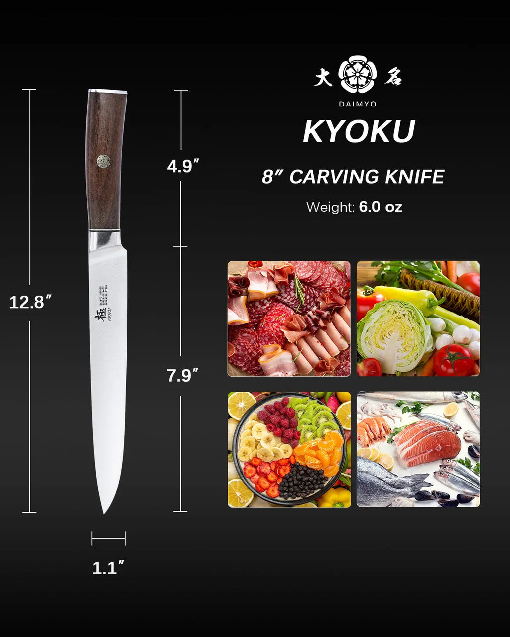8" Carving Knife 440C Steel | Daimyo Series
