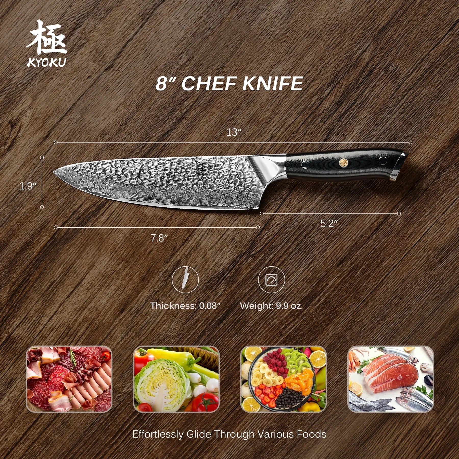 8" Gyuto Chef Knife VG10 Damascus Steel | Shogun Series