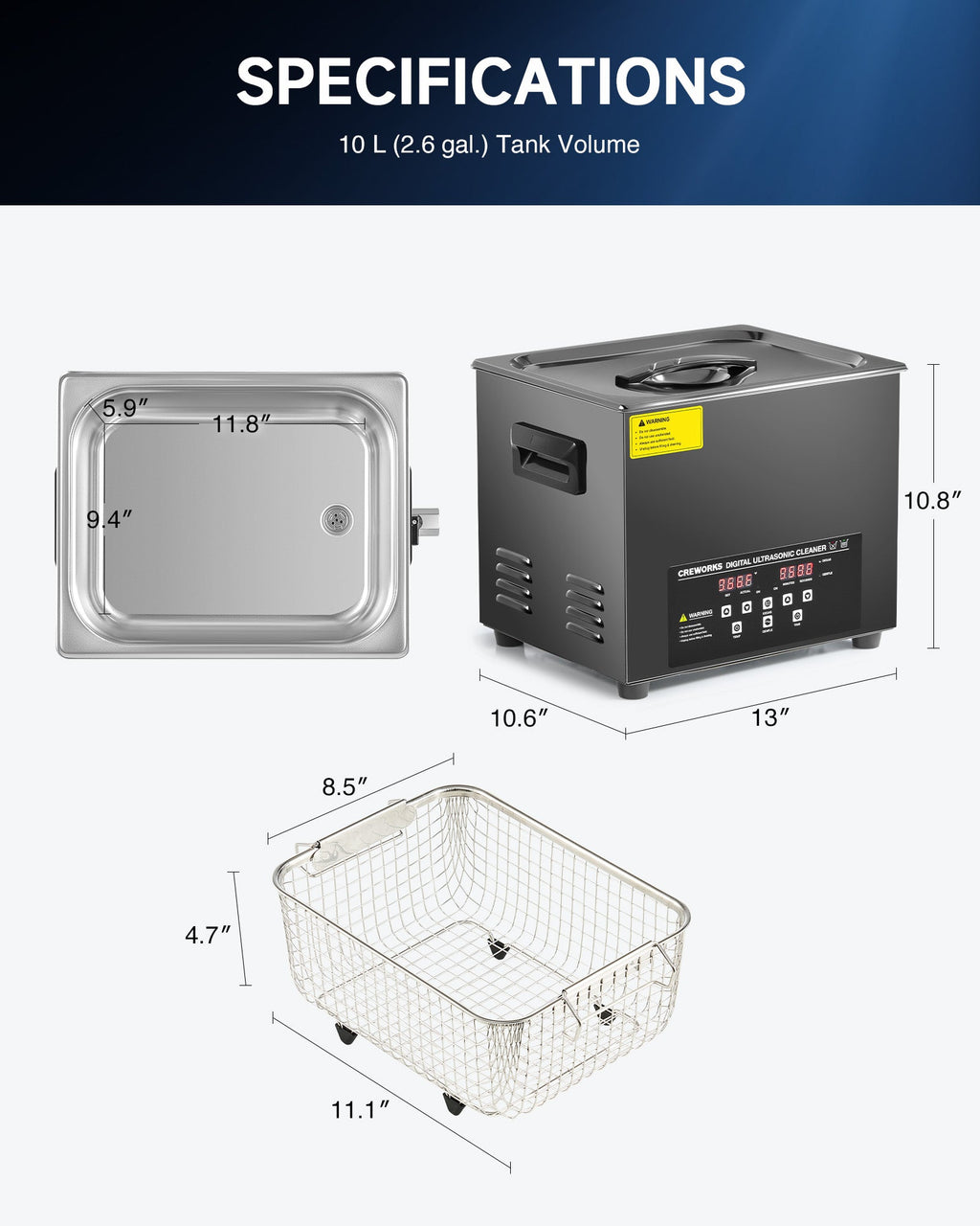 Ultrasonic Cleaning: Professional Ultrasonic Machine with Heater, Timer, and Dual Mode 10L