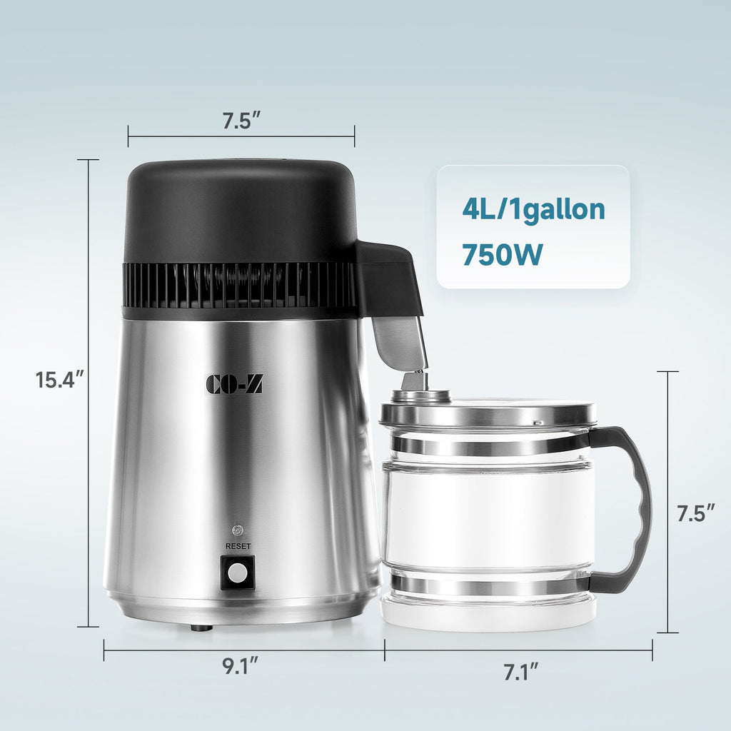 CO-Z Stainless Steel Water Distiller, 4L Home Countertop Purifier