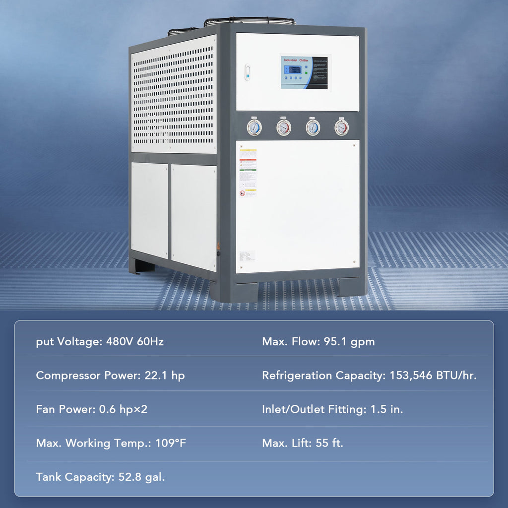22.1HP Air-Cooled Chiller Industrial Water Chiller 52.8 gal. Tank R32