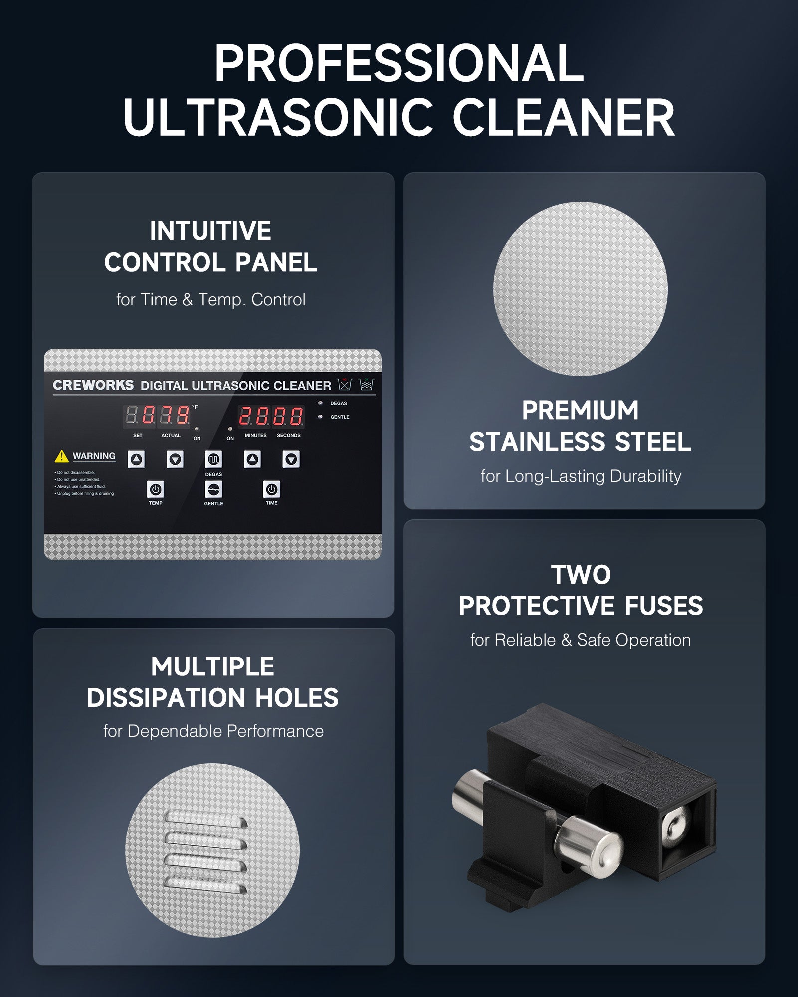 240W Ultrasonic Cleaner with Digital Timer and 300W Heating Power 40kHz, 10L