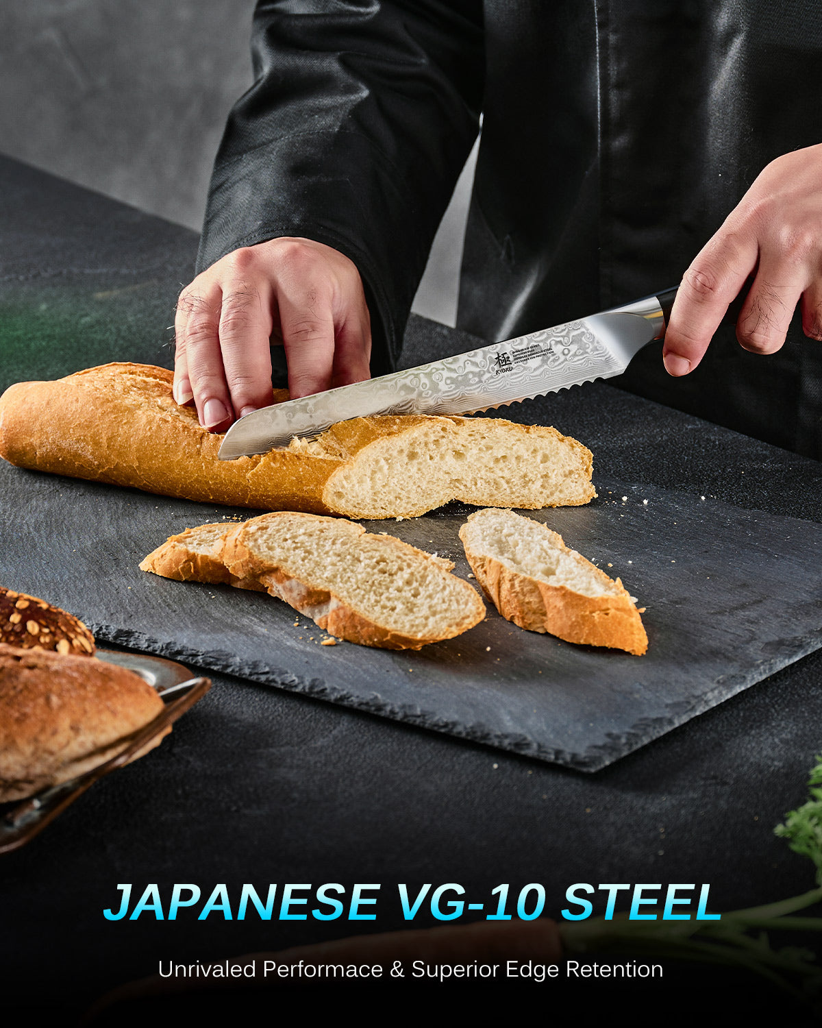 8" Bread Knife VG10 Damascus Steel Silver-ion Coating | Gin Series