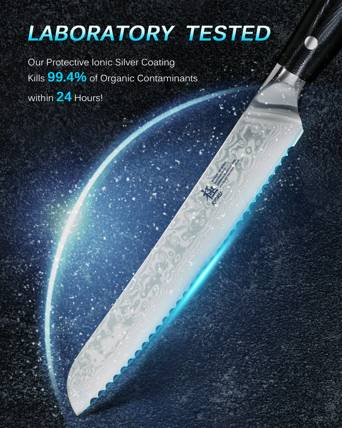 8" Bread Knife VG10 Damascus Steel Silver-ion Coating | Gin Series