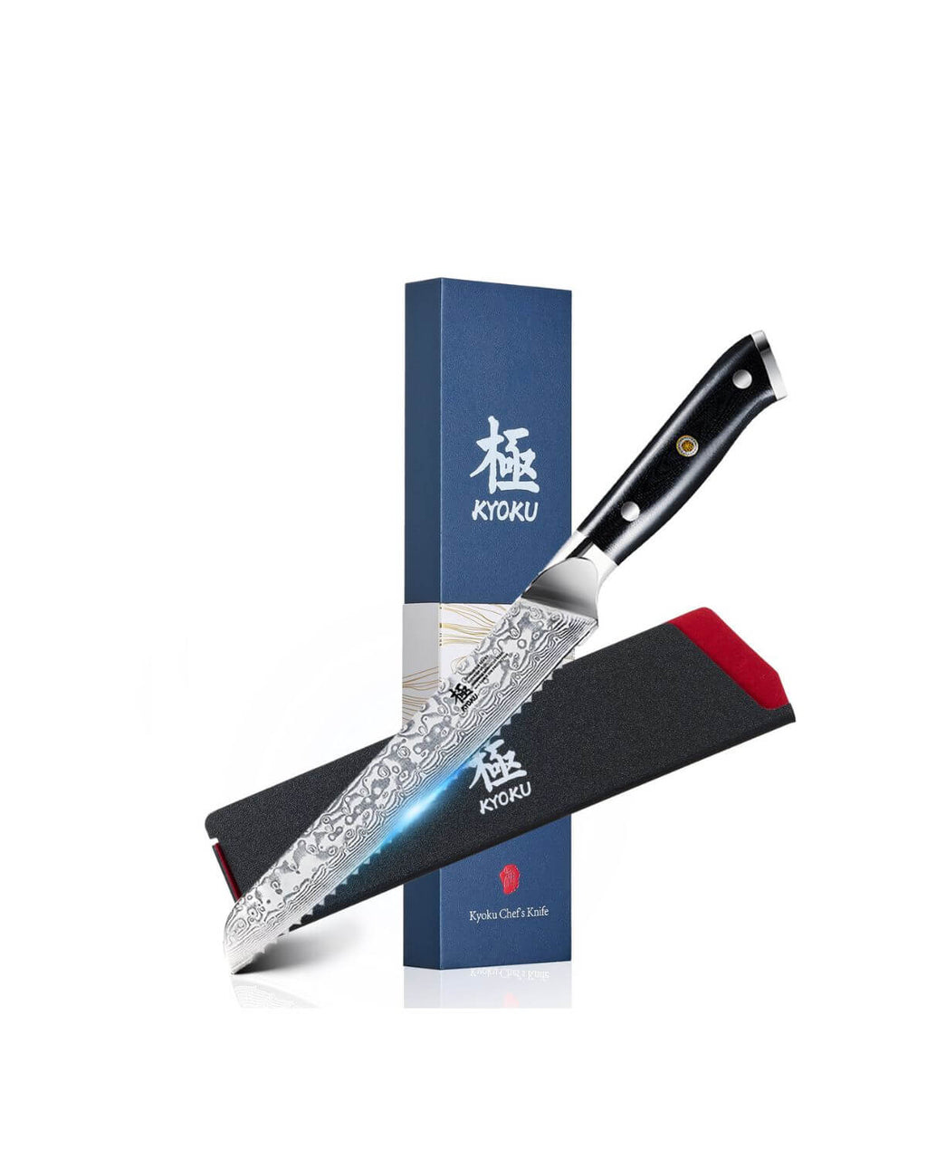 8" Bread Knife VG10 Damascus Steel Silver-ion Coating | Gin Series