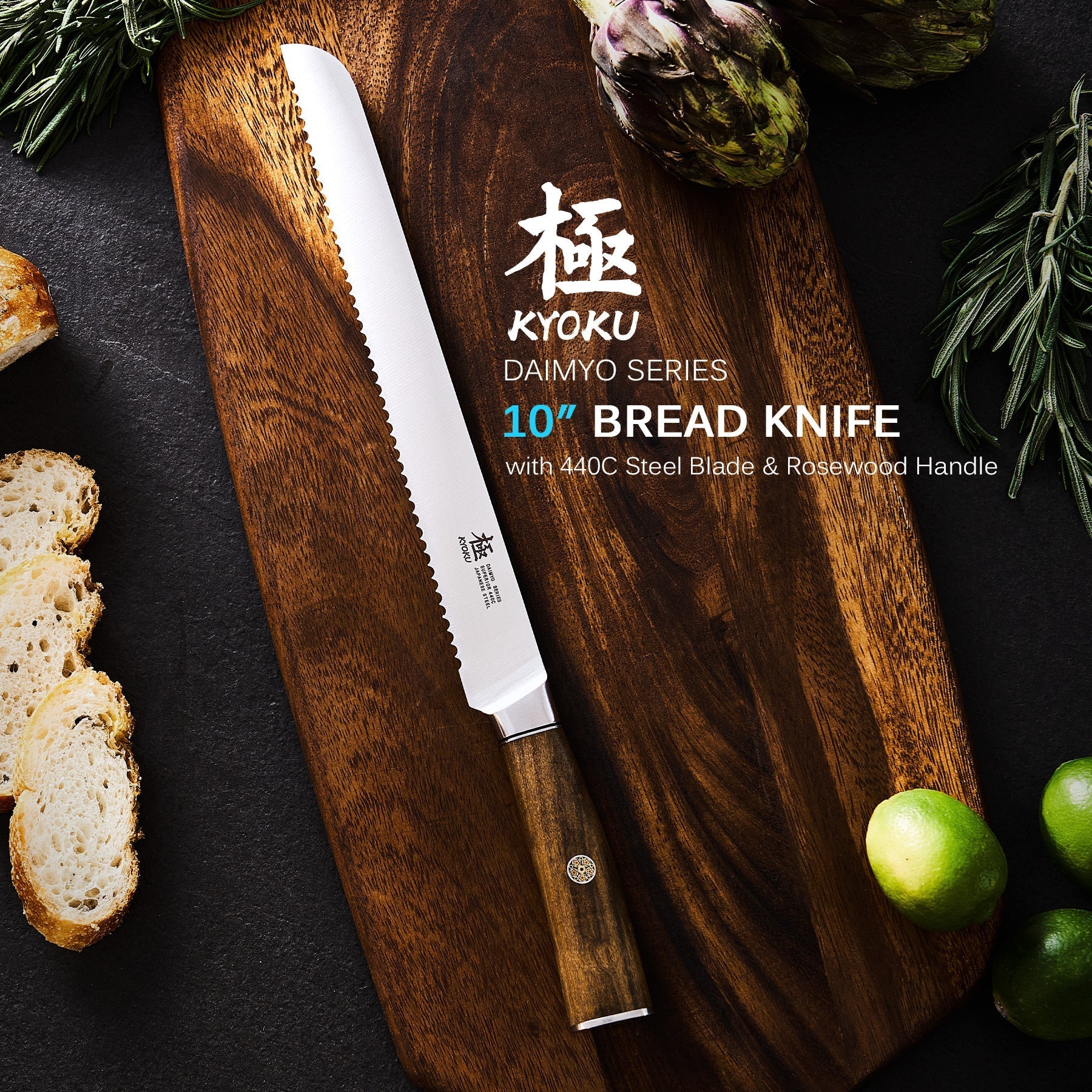 10" Bread Knife 440C Steel  | Daimyo Series