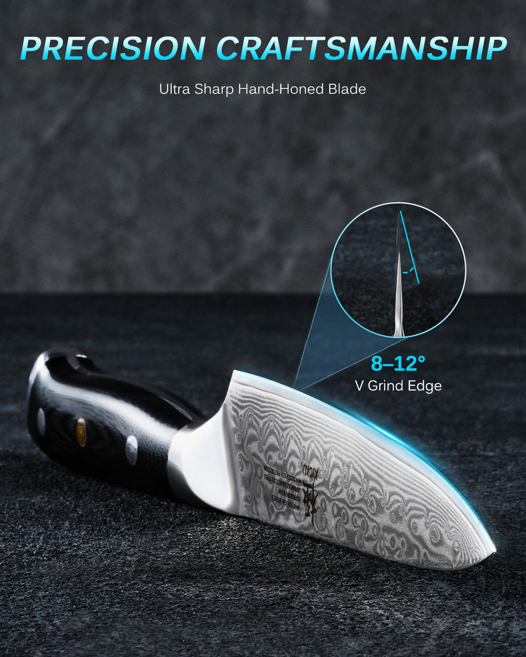 5" Japanese Utility Knife VG10 Damascus Steel with Silver Ion Blade | Gin Series