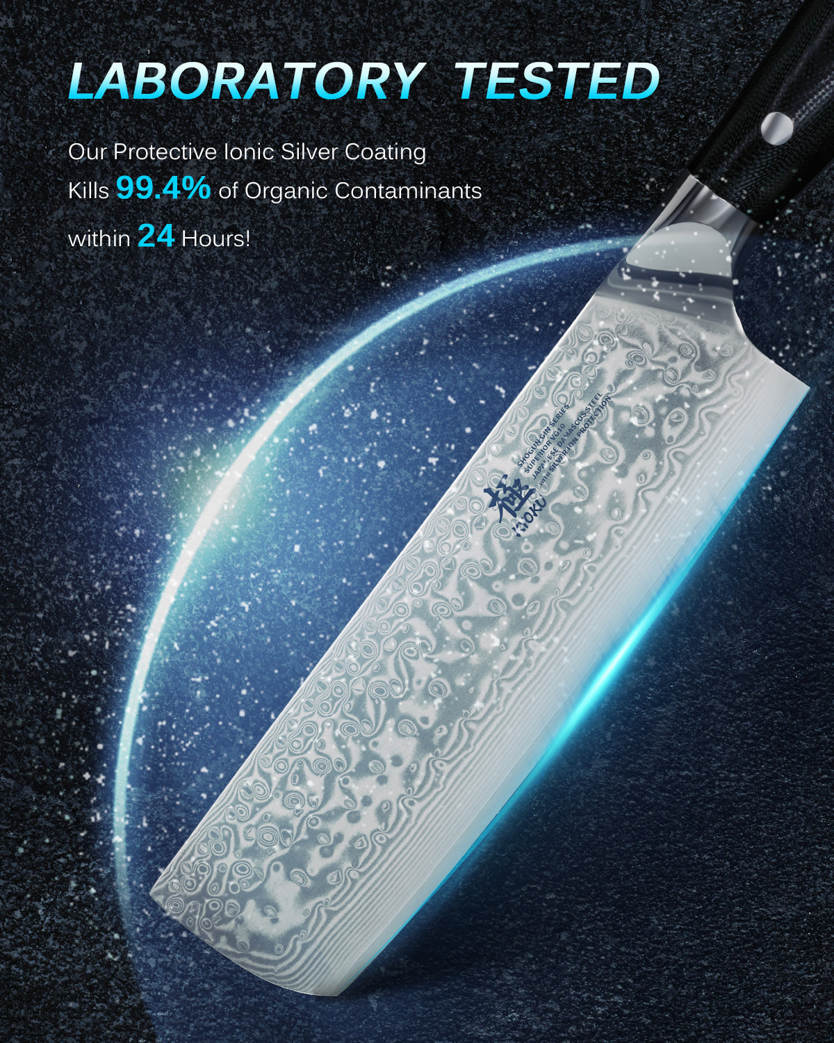 7" Nakiri Knife VG10 Damascus Steel Silver-ion Coating | Gin Series