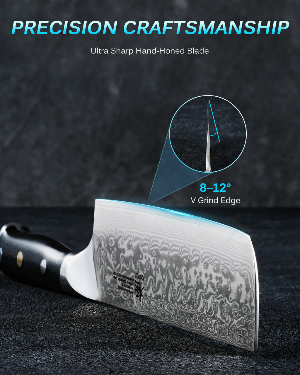 7" Nakiri Knife VG10 Damascus Steel Silver-ion Coating | Gin Series