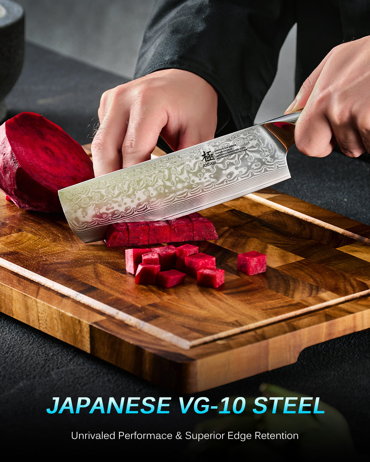 7" Nakiri Knife VG10 Damascus Steel Silver-ion Coating | Gin Series