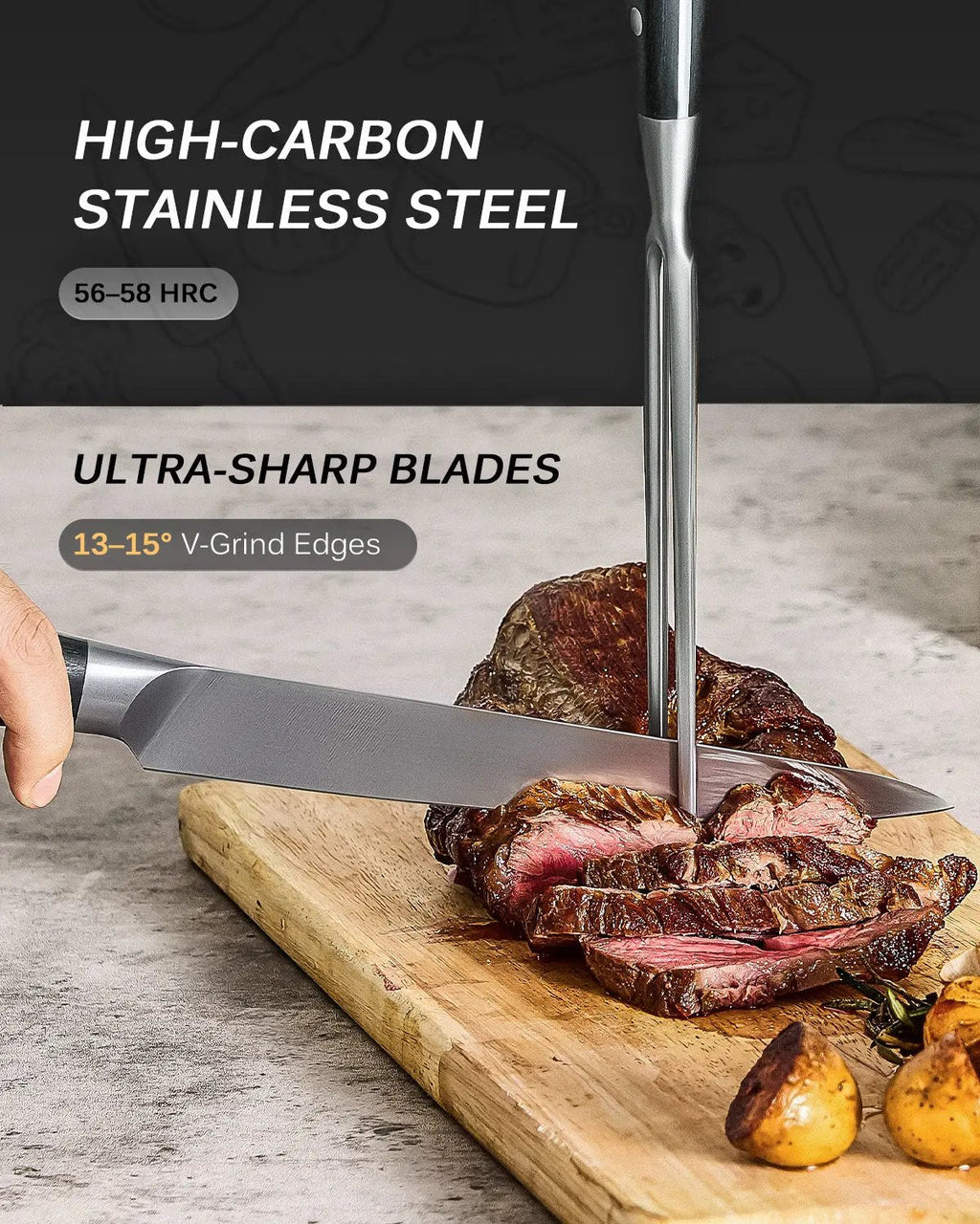 8" Carving Knife & Fork Set | Samurai Series