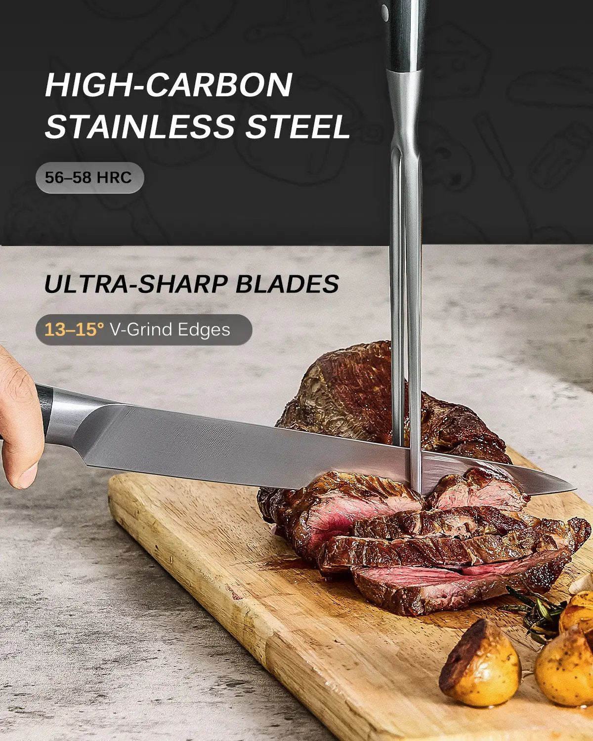8" Carving Knife & Fork Set | Samurai Series