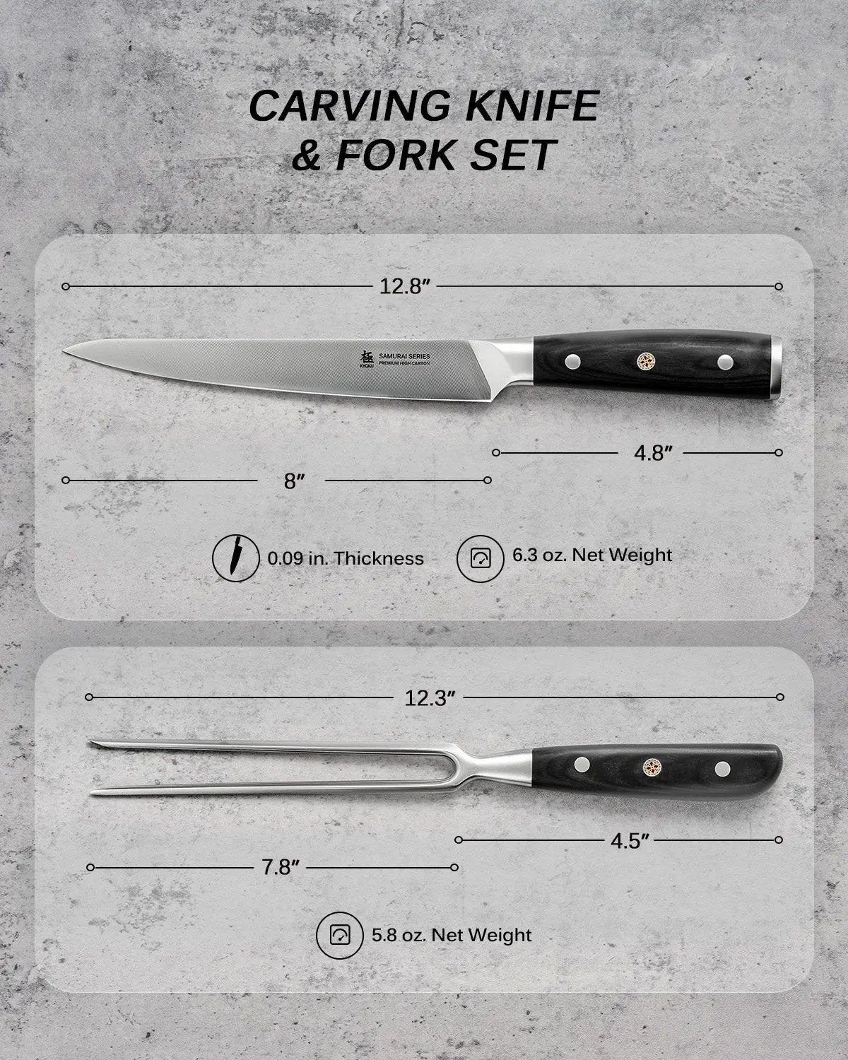 8" Carving Knife & Fork Set | Samurai Series