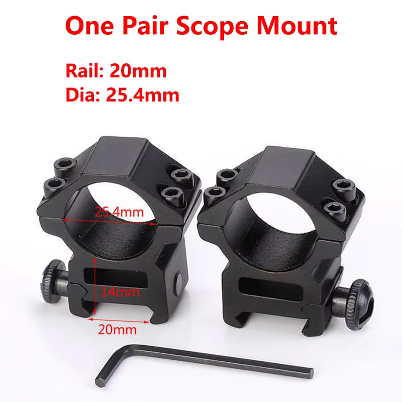 Scope Ring Mount 25.4mm for 20mm Picatinny Rail, 2 pcs