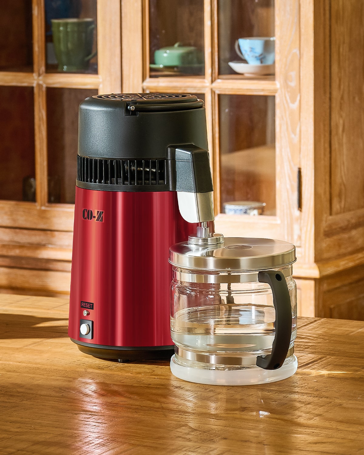 CO-Z 1.1 Gallon Water Distiller – 750W Countertop Machine with BPA-Free Glass & 4L Stainless Steel, Red