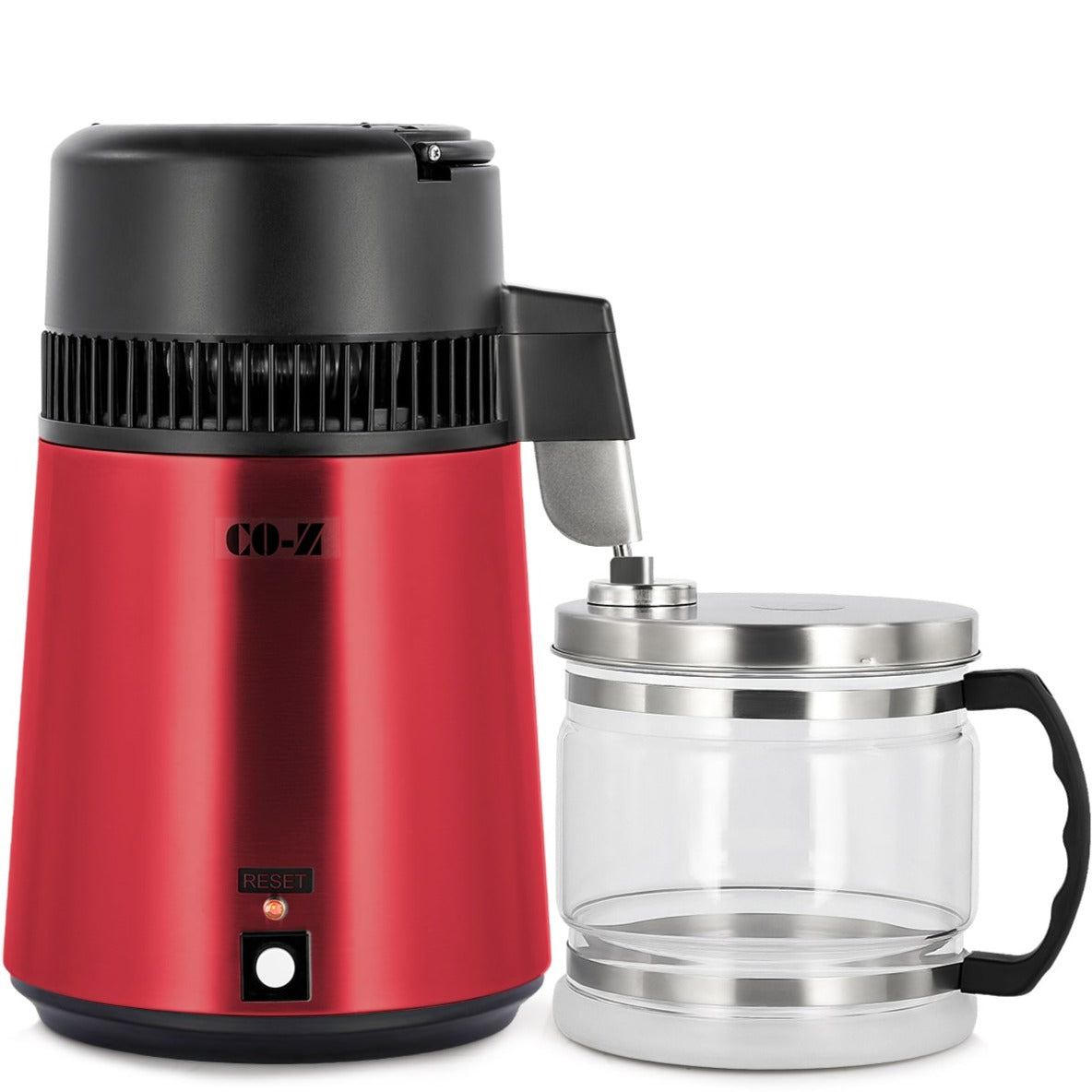 CO-Z 1.1 Gallon Water Distiller – 750W Countertop Machine with BPA-Free Glass & 4L Stainless Steel, Red